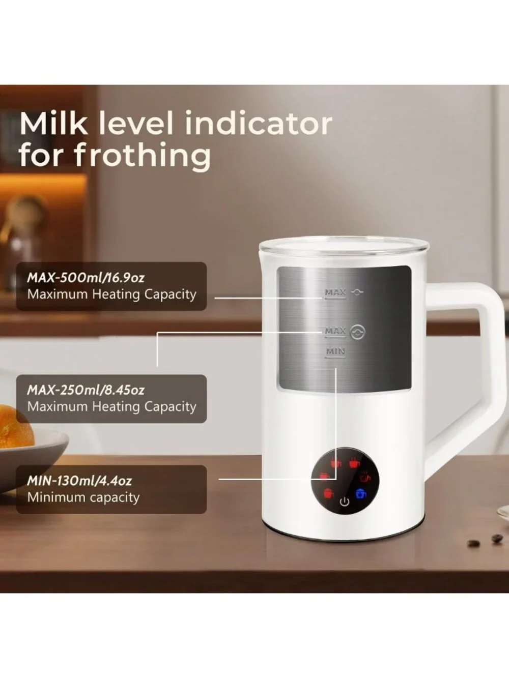6-in-1 Electric Milk Frother & Steamer - 20oz Hot & Cold Foam Maker for Lattes